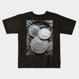 Metal detectorist, American silver coins Kids T-Shirt